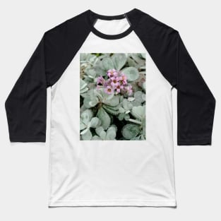 Pink flowers on pastel leaves Baseball T-Shirt